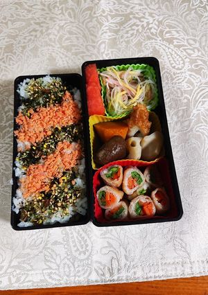 冷凍した野菜やお肉を使ってのお弁当です-レシピのメイン写真