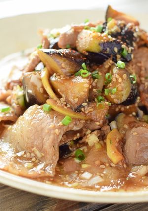 茄子と豚バラ肉のガリバタ照り焼き-レシピのメイン写真