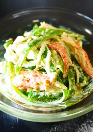 レンジ３分ピーマンカニカマ胡麻マヨサラダ-レシピのメイン写真