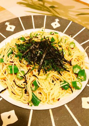 簡単！大葉たっぷりオクラと塩昆布パスタ-レシピのメイン写真