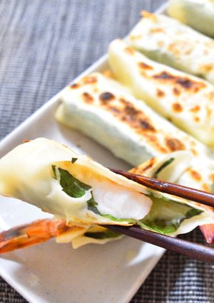 餃子の皮で、海老シソチーズ巻き-レシピのメイン写真