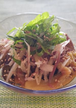 レンジde簡単ナスと香味野菜ザク辛和え♪-レシピのメイン写真