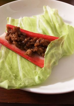 ミートボールを肉味噌？風にチャレンジ-レシピのメイン写真