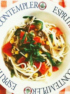 サーモンと野菜の塩昆布入り和風パスタ☆-レシピのメイン写真