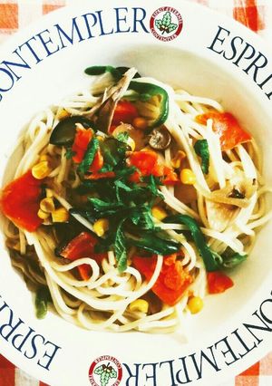 サーモンと野菜の塩昆布入り和風パスタ☆-レシピのメイン写真