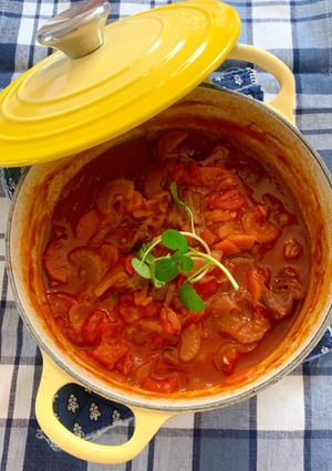 牛すじ肉の香味野菜煮&牛すじ肉のトマト煮-レシピのメイン写真