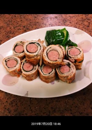 豚肉とソーセージと大葉の巻き巻き焼き-レシピのメイン写真