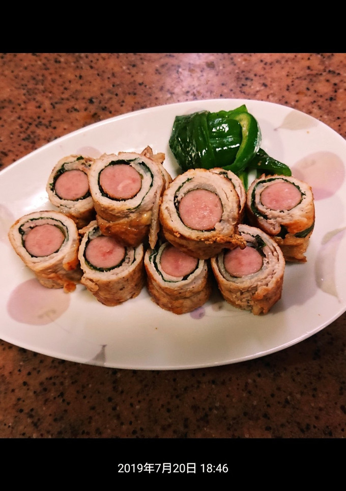 豚肉とソーセージと大葉の巻き巻き焼き-レシピのメイン写真