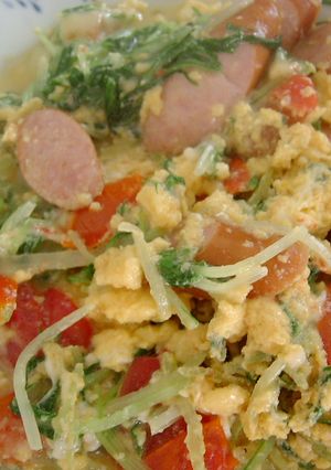 水菜の炒り卵チーズ風味-レシピのメイン写真