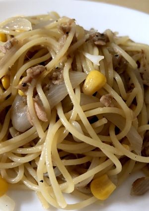 お昼に簡単！和風ツナコーンパスタ！-レシピのメイン写真