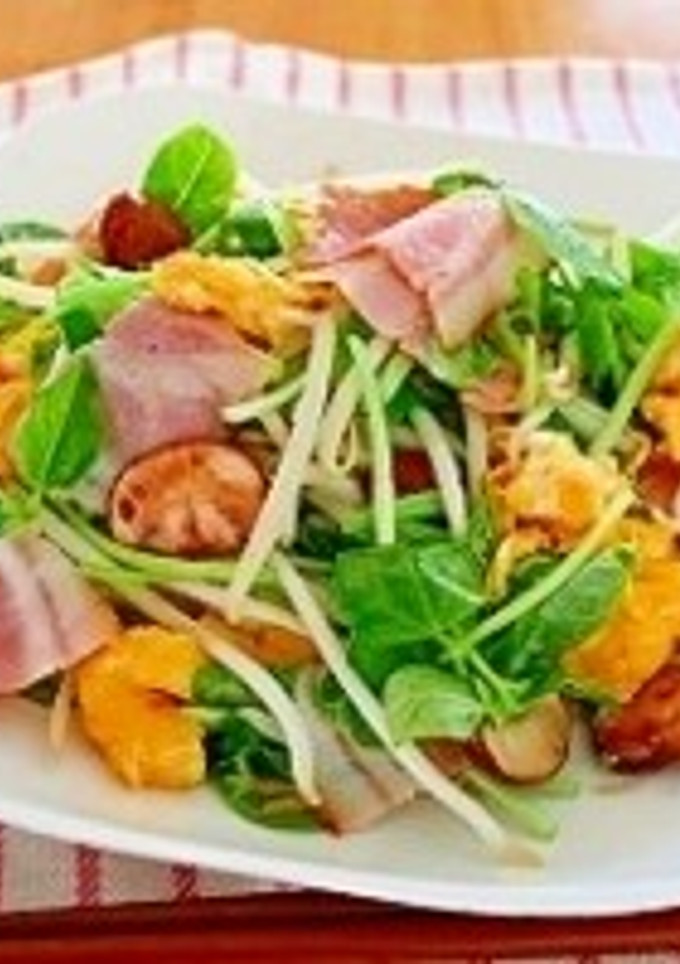 ささげ菜とベーコンのふわ玉炒め-レシピのメイン写真