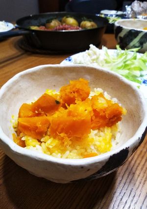 かぼちゃのシンプル炊き込みご飯-レシピのメイン写真