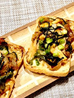 極うま。低糖質の油揚げ青椒肉絲の中華ピザ-レシピのメイン写真