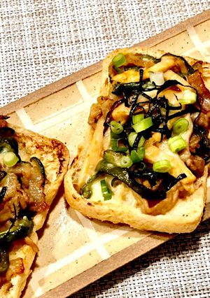 極うま。低糖質の油揚げ青椒肉絲の中華ピザ-レシピのメイン写真