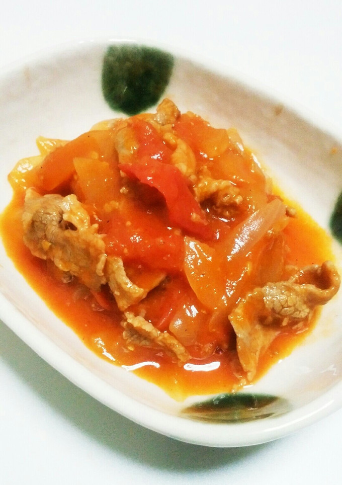 すぐできる！豚肉と玉ねぎのトマト炒め♪-レシピのメイン写真
