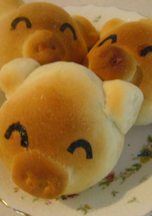 かわいい♪丸パンでぶたパン☆-レシピのメイン写真
