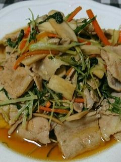 水菜と豚バラ肉のにんにく醤油炒め-レシピのメイン写真