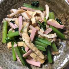 小松菜と油揚げのあごだしつゆ炒め-レシピのメイン写真