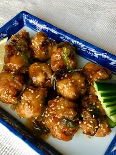 豚小間肉団子の竜田揚げ〜甘酢餡-レシピのメイン写真