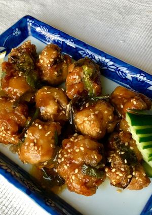 豚小間肉団子の竜田揚げ〜甘酢餡-レシピのメイン写真