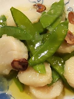 絹さやとホタテのにんにく炒め-レシピのメイン写真