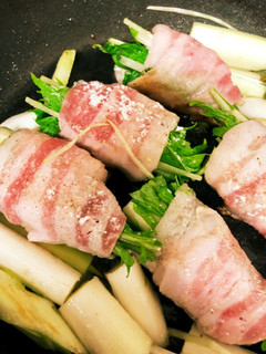 照り照りの白ネギと水菜入りの豚バラ巻き-レシピのメイン写真
