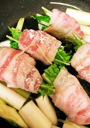照り照りの白ネギと水菜入りの豚バラ巻き-レシピのメイン写真