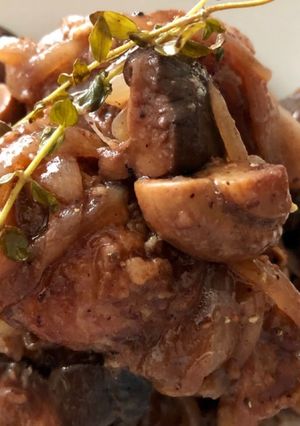 手羽元ときのこの赤ワイン煮-レシピのメイン写真