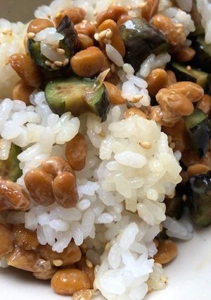 納豆と茄子の辛し漬けのまぜご飯-レシピのメイン写真