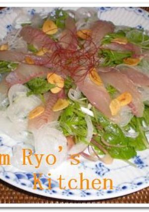 新玉ねぎと水菜のお刺身サラダ（イサキ）-レシピのメイン写真