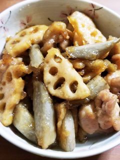 鶏肉とレンコン甘辛炒め-レシピのメイン写真
