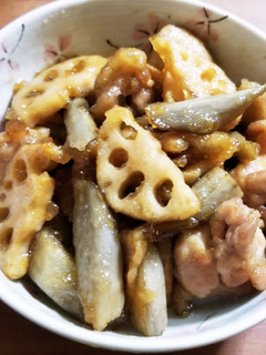 鶏肉とレンコン甘辛炒め-レシピのメイン写真
