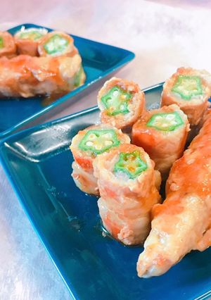 簡単！断面綺麗？オクラの肉巻き✨生姜焼き-レシピのメイン写真