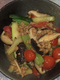 大豆挽肉とズッキーニとトマトの沙茶醤炒め-レシピのメイン写真
