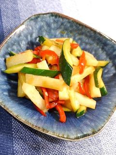 簡単!ズッキーニと長芋のわさび醤油炒め-レシピのメイン写真