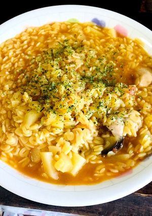 トマトベースのスープで英字パスタ煮たやつ-レシピのメイン写真