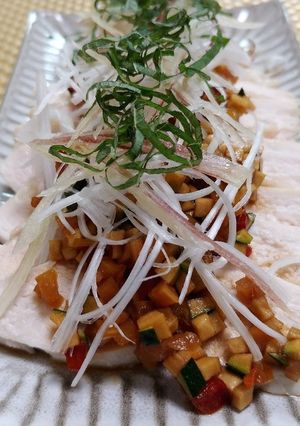 レンジで簡単♪鶏胸肉の香味野菜のせ-レシピのメイン写真