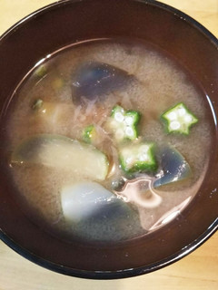 夏野菜のお味噌汁(なす、おくら)-レシピのメイン写真