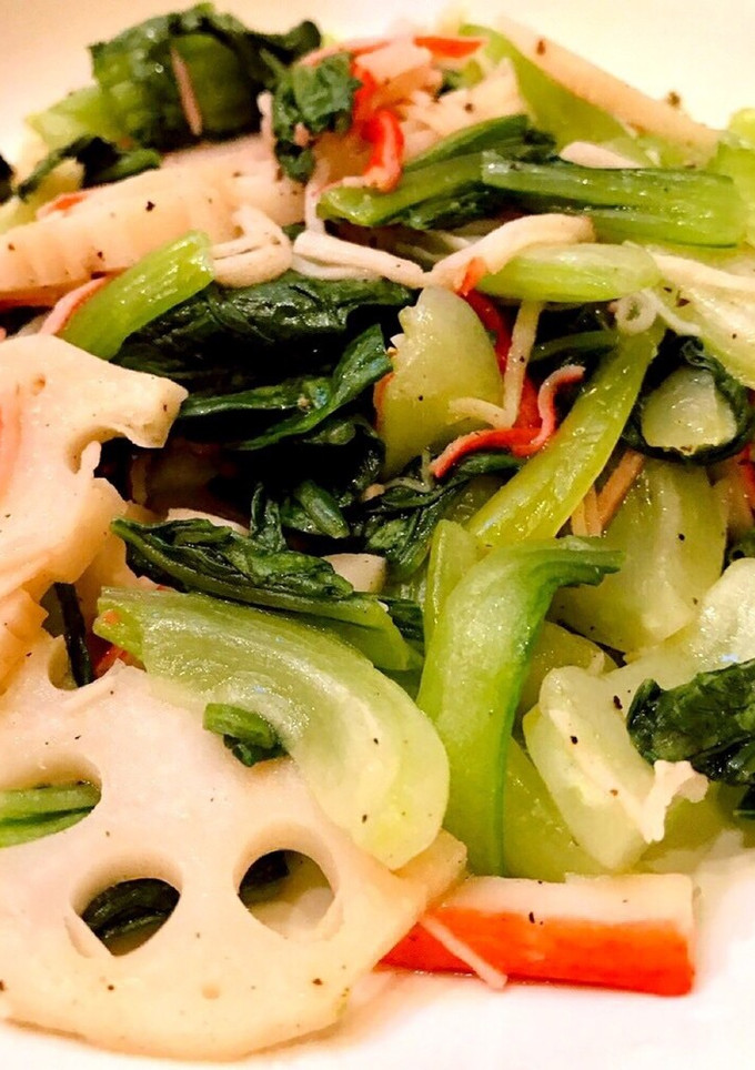 レンジだけ☆青梗菜とカニカマの炒め物風-レシピのメイン写真