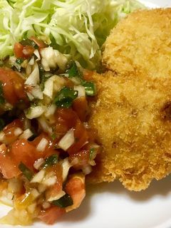 夏の揚物にトマト、玉ねぎ、大葉のソース♪-レシピのメイン写真
