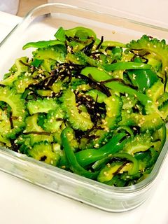 ゴーヤとピーマンの塩昆布あえ-レシピのメイン写真