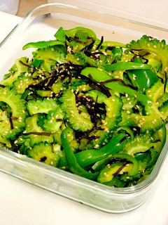 ゴーヤとピーマンの塩昆布あえ-レシピのメイン写真