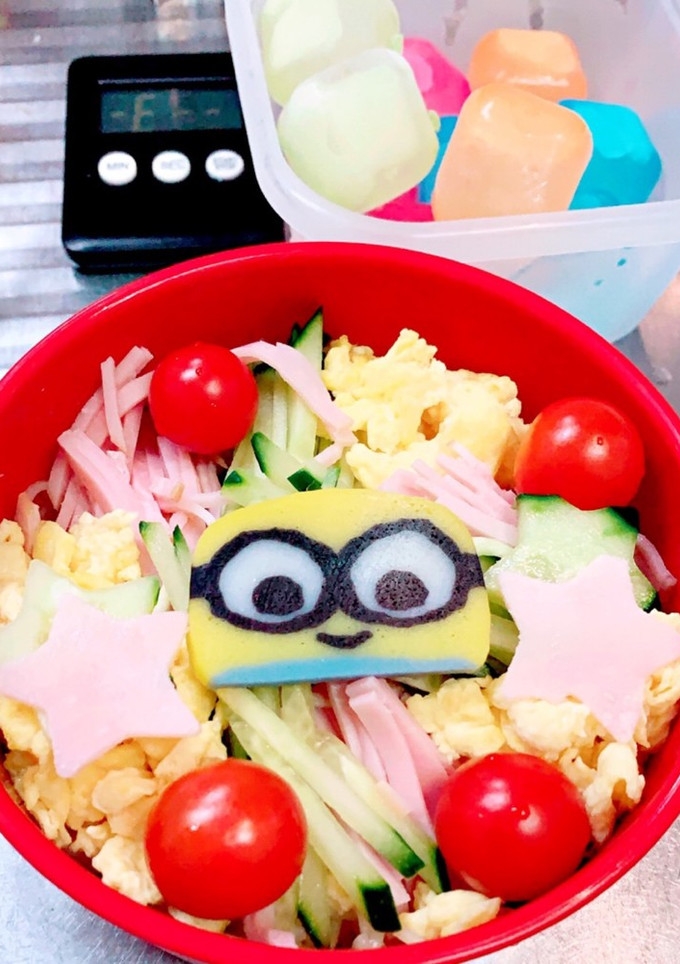 夏休み 小学生 冷やし中華 麺 弁当-レシピのメイン写真