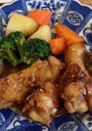 鶏手羽元のマスタードソース煮（透析食）-レシピのメイン写真