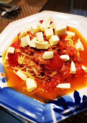 トマトとツナとモッツァレラの冷製パスタ-レシピのメイン写真