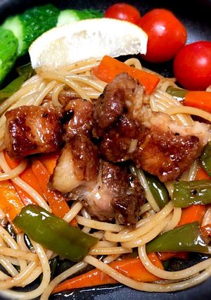 スタミナ満点！豚バラ肉のパスタ-レシピのメイン写真