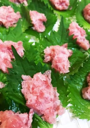 時短簡単*ご馳走大葉のっけ盛りねぎとろ-レシピのメイン写真