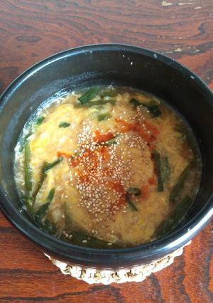 旦那朝ごはん９『にら玉粥』-レシピのメイン写真