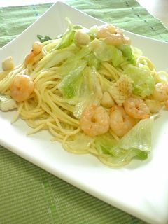 レタスとシーフードのガーリックパスタ-レシピのメイン写真