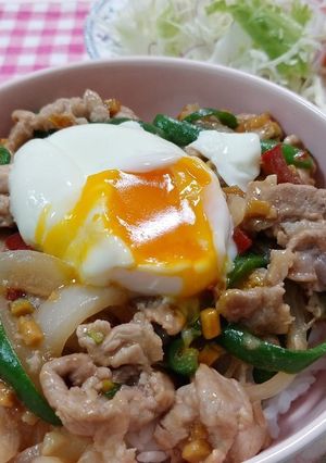 野菜の醤油漬けでカフェ風♪豚丼-レシピのメイン写真